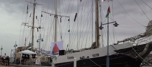 A screengrab from a youtube clip shows the Estelle, a ship voyaging to break the Gaza blockade from Sweden