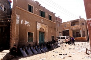 Police control Dahshur village after violent clashes on 1 August in Dahshur village. AFP PHOTO / TAREK EL GABBAS