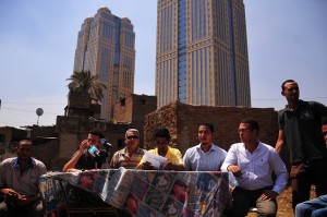Ramlet Boulaq Popular Committee members speak out during a press conference Hassan Ibrahim / DNE