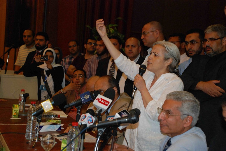 Doctorsâ syndicate members speak during an exceptional general assembly to discuss strike action Mohamed Omar