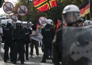 The Pro Deutschland (Pro Germany) group has vowed to show the full-length version of the film "Innocence of Muslims" AFP / Barbara Sax