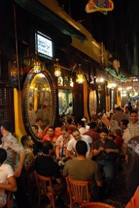 A coffee shop around Khan El-Khalili at night. (PHOTO BY HASSAN IBRAHIM)