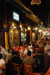 A coffee shop around Khan El-Khalili at night. (PHOTO BY HASSAN IBRAHIM)