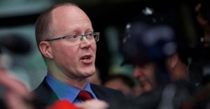BBC director general George Entwistle makes a statement to the media after giving evidence to Commons Culture Committee on BBC response to Jimmy Savile affair in London on 23 October. (AFP Photo)