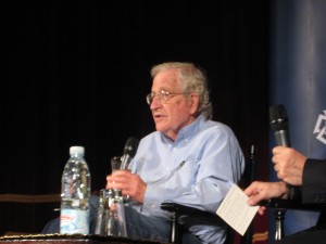 Noam Chomsky addressing the crowd at the American University in Cairo Luiz Sanchez / DNE