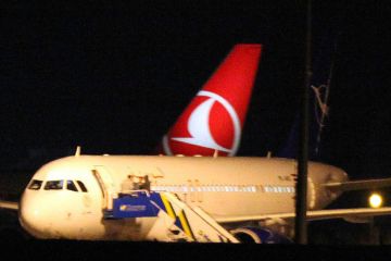 A Syrian passenger plane is seen after it was forced to land at Ankara airport. AFP Photo/ Getty Images