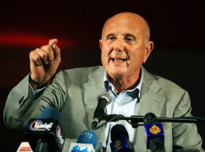 The President of the High Political Committee of the Republican Party, Ahmed Najib Chebbi, gives a speech on October 13, 2012, in Tunis AFP