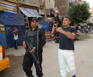 Security forces walk through the streets of Ismailia. (photo via Facebook page of Ismailia Online)