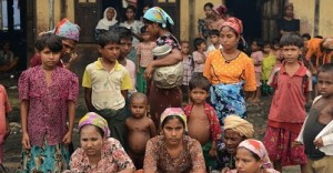 This picture taken on Oct 11, 2012 shows Muslim Rohingyas in the courtyard of a school sheltering Internally Displaced Persons (IDP) in the village of Theik Kayk Pyim, located on the outskirts of Sittwe, capital of Myanmarâs western Rakhine state. (AFP PHOTO)