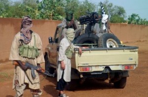 Fighters of the Ansar Dine Islamic group stand guard in Kidal AFP