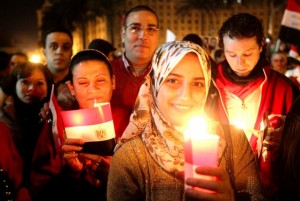 Egyptians celebrated the new year in Tahrir square in 2011. Courtesy of AFP