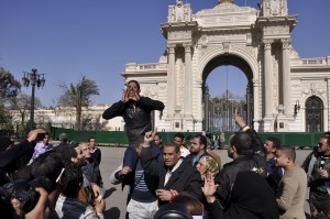 Protests outside Qubba palace in mid-February. Youth members of the Al-Dostour Party intend to march to the palace and hold a sit-in (Photo by: Mohamed Omar)