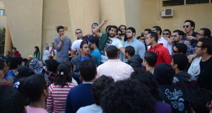 Protesting students gathered on Monday to condemn the referral of 12 students to investigation Photo By: Haleem Elshaarani