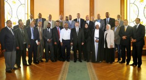 Morsi met on Monday with a delegation of Nubians, who expressed their disappointment in the lack of change seen since the fall of President Hosni Mubarak. (Photo Presidency hand out )