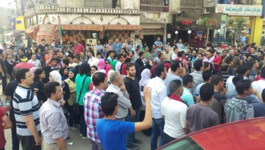 Protests erupted in Giza on Monday Asmaa Gamal