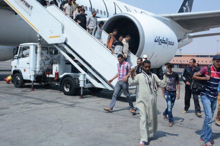 The emergency airlift put in place by the Egyptian government to aid citizens stranded in western Libya ended on Sunday morning, (Handout from the Ministry of Civil Aviation)
