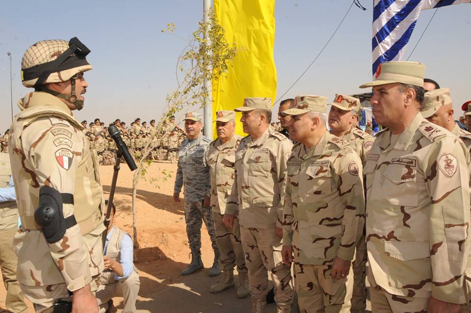 Minister of of Defence Sedky Sobhy attends military training. Photo by official Facebook page military spokesperson