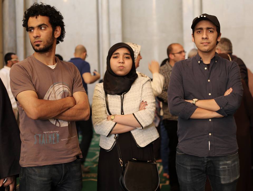 Photograph of Sohaib Saad, Esraa El-Taweel, and Omar Mohamed. (Courtesy of Facebook page: Where is Esraa El-Taweel)