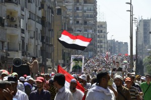 Morsi supporters march from Ramses Square to Rabaa sit in (Photo by Aaron T Rose/DNE)