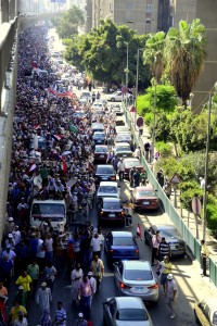Morsi supporters march from Ramses Square to Rabaa sit in (Photo by Aaron T Rose)
