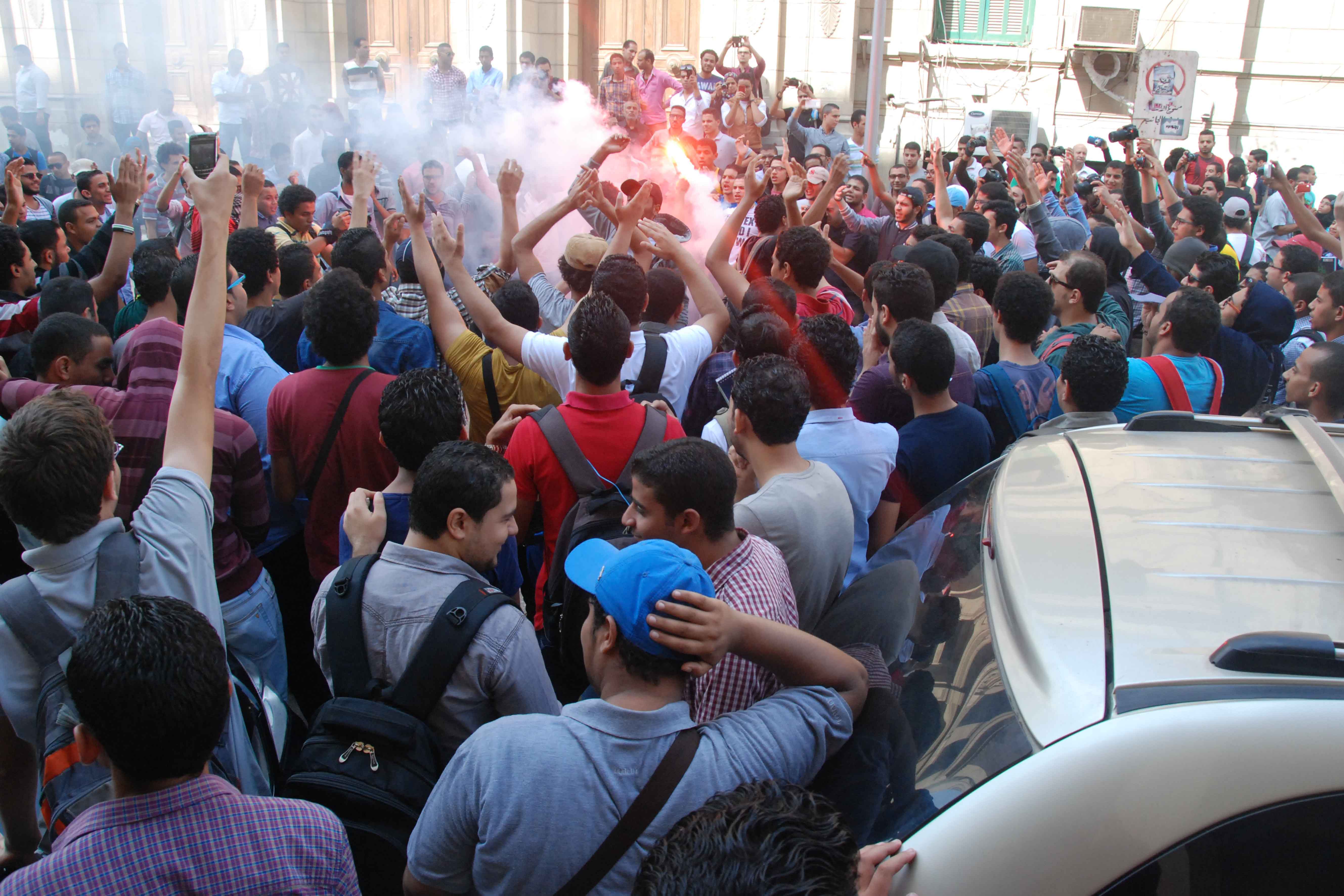 Cairo University Students protest on Tuesday. (Photo by Ahmed Al-Malky)