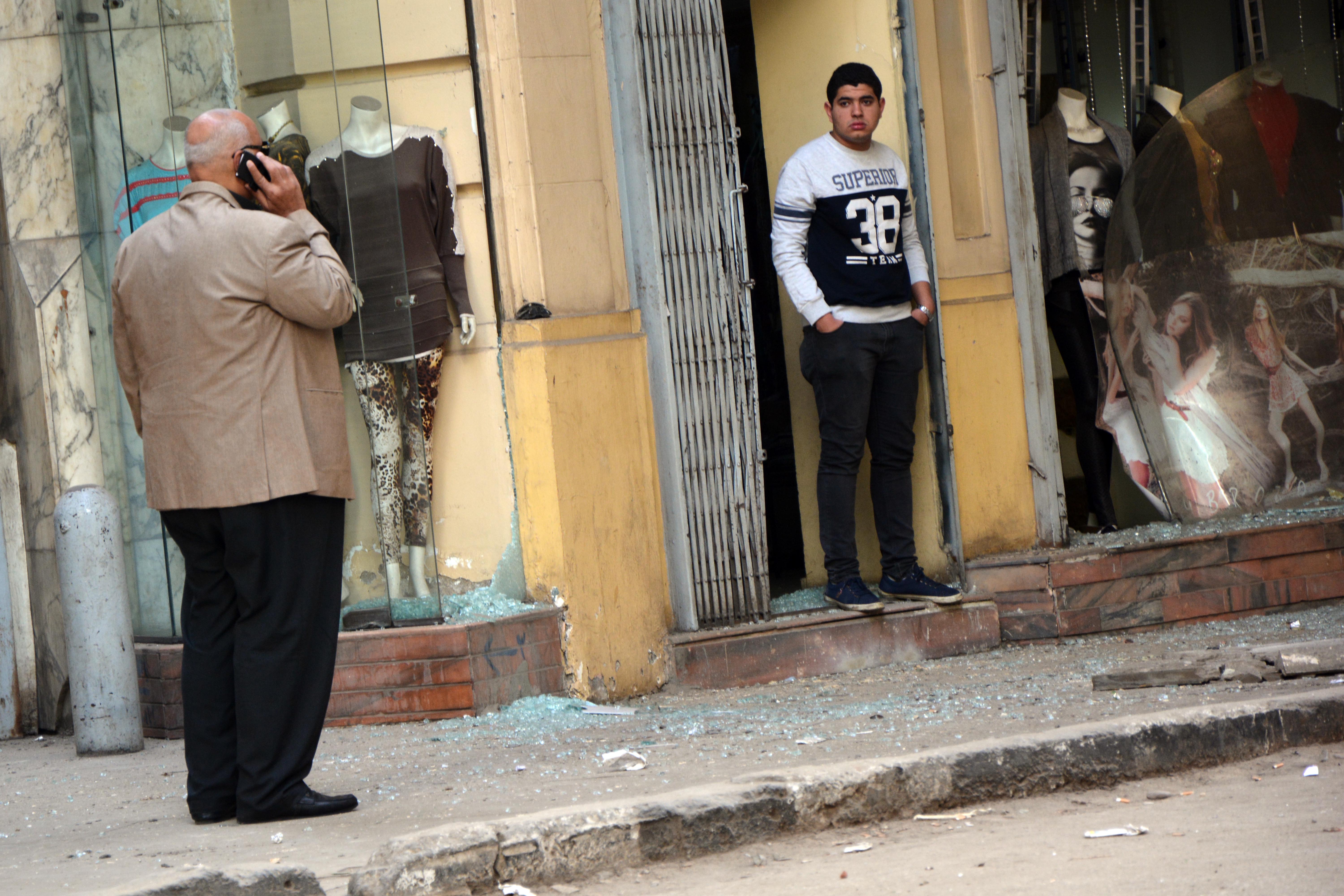 The bombing left some shop entrances damaged Photo by Amany Kamal