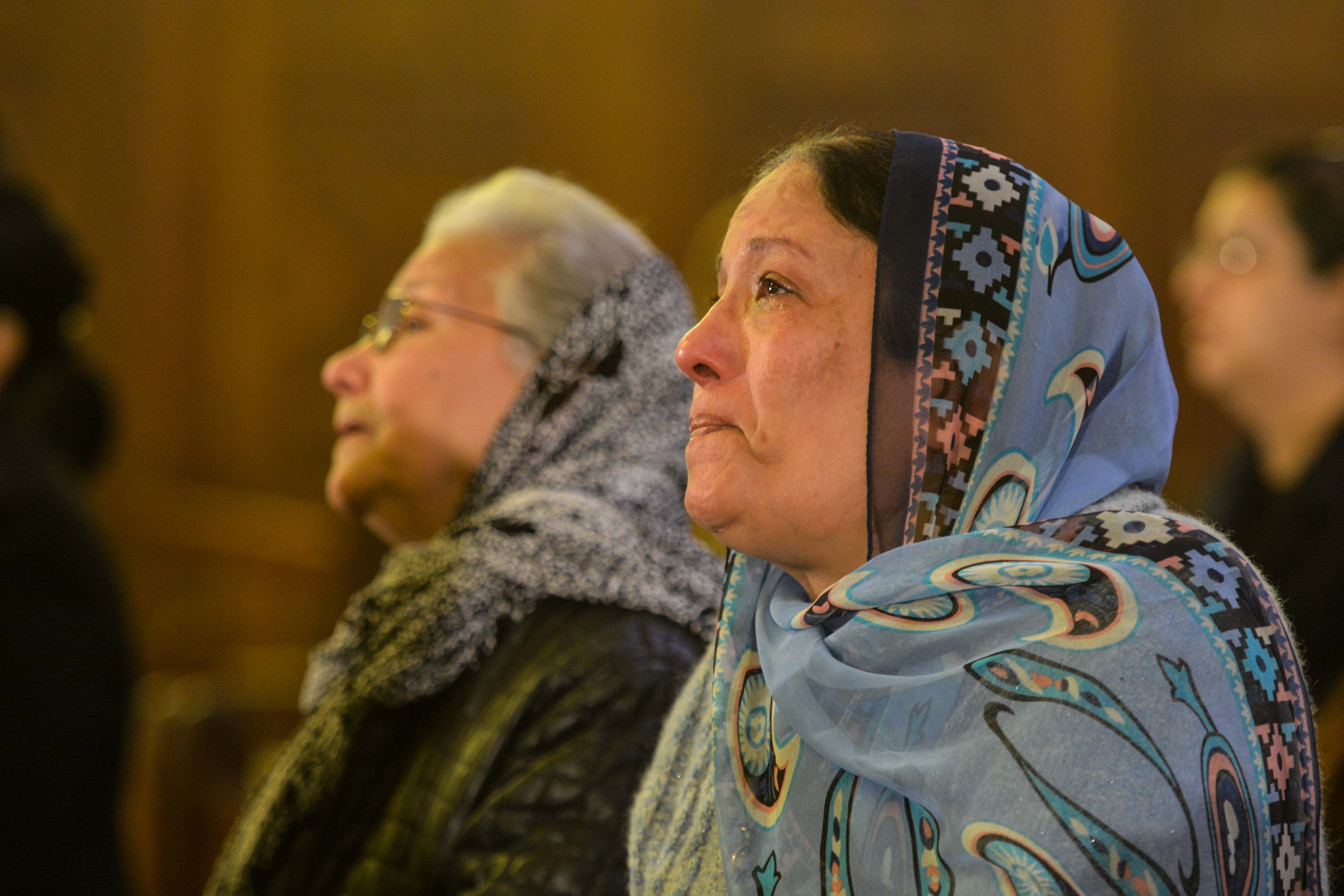 Families of the Egyptian copts who killed in Libya today in Cathedral church. Families of the victims were satisfied with the compensations given to them by the government, and the measures taken by the army to “retaliate against Islamic State”. (Photo by Mahmoud Abu El-Dahab)