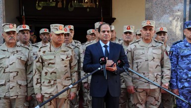 President Abdel Fattah Al-Sisi adresses the nation on 31 January 2015. (Photo by presidential office to DNE)
