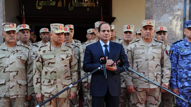 President Abdel Fattah Al-Sisi adresses the nation on 31 January 2015. (Photo by presidential office to DNE)