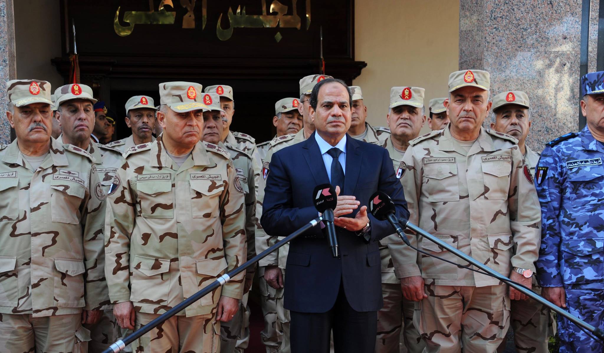 President Abdel Fattah Al-Sisi adresses the nation on 31 January 2015. (Photo by presidential office to DNE)