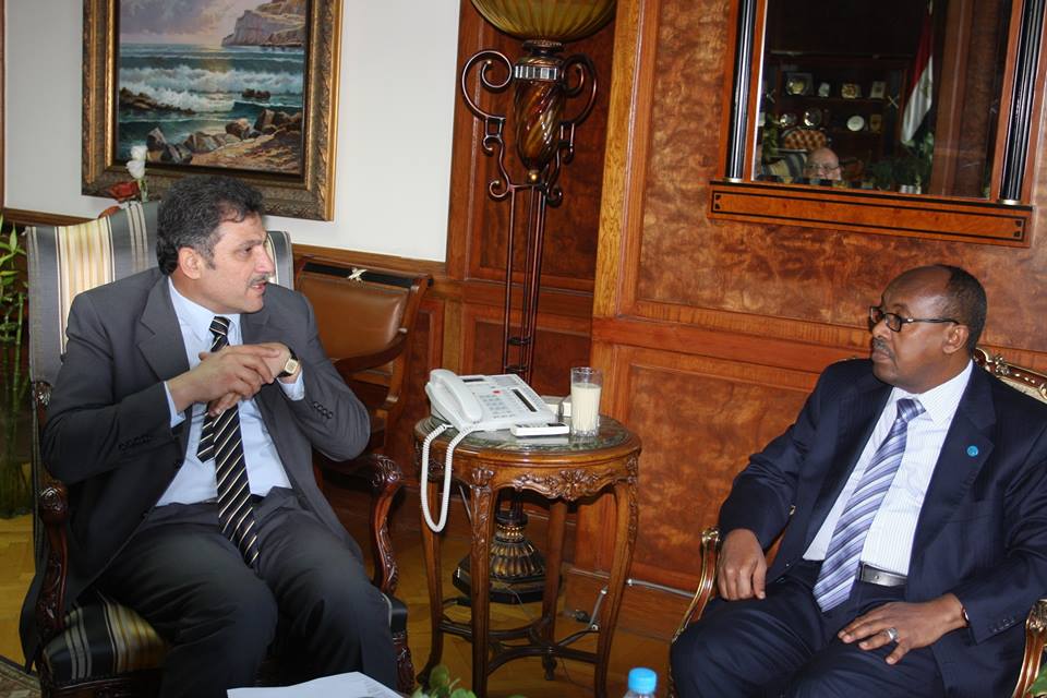 Water Resources and Irrigation Minister Hossam El-Moghazy met with Ethiopia’s Ambassador to Egypt, Mahmoud Derir, on Tuesday in Cairo, regarding preparations for the Grand Ethiopian Renaissance Dam (GERD) National Committee. (Photo from Water Resources and Irrigation Ministry)