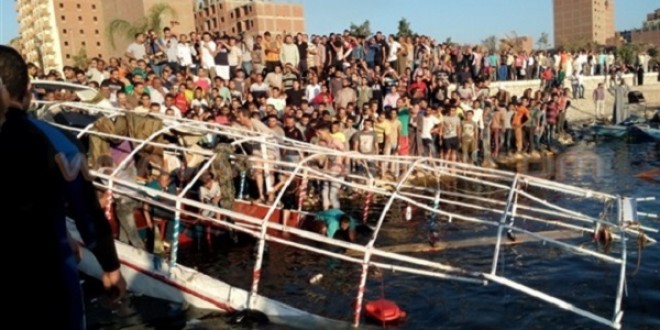 River cruise boat drowned in the Nile on 22 July 2015, leaving at least 16 people dead, in Giza. Photo courtesy of state media.