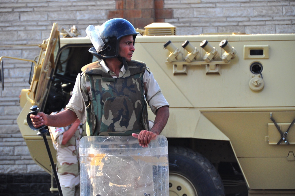 Military securing Salah Salem street