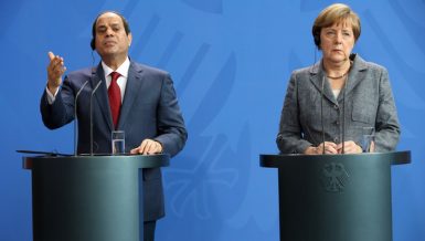 Egypt's President Abdel Fattah Al-Sisi with German Chancellor Angela Merkel