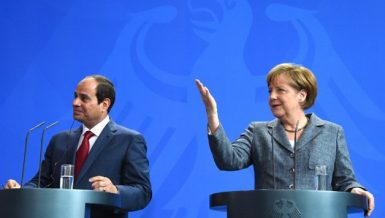 Egypt's President Abdel Fattah Al-Sisi with German Chancellor Angela Merkel