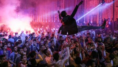 Youth youth dance to Mahraganat music at a local wedding in Egypt