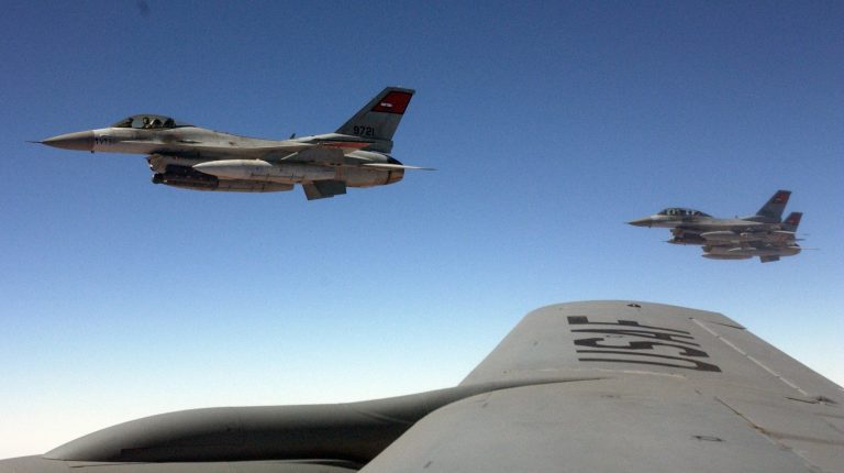 Egyptian airforce during strike against ISIS in Derna in 2015