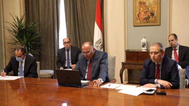 Egyptian Minister of Foreign Affairs Sameh Shoukry During the teleconference meeting Egypt, Cyprus, Greece, France and the United Arab Emirates (UAE) discussed on Monday the latest developments in the Eastern Mediterranean