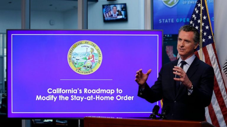 California Governor Gavin Newsom announce second stage of COVID-19 reopening