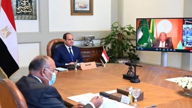 Egypt President Abdel Fattah Al-Sisi during Egypt Ethiopia Sudan GERD African Union Summit