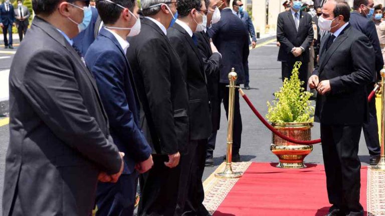 President Al-Sisi, generals, state officials, and soldiers congregated to bid farewell to the Minister of State for Military Production Mohamed El-Assar.