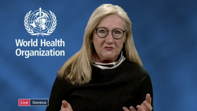 Dr. Margaret Harris, a WHO communications officer, at a virtual briefing in Geneva on coronavirus (COVID-19)