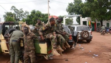 Mali's mutinous soldiers were seen in front of a military camp in Kati, near Bamako, Mali, on Aug. 19, 2020. (Xinhua/Habib Kouyate)