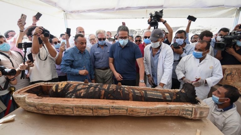 The Egyptian mission excavating at the Saqqara archaeological site has uncovered Egypt’s largest archaeological discovery of 2020, according to Minister of Tourism and Antiquities Khaled Al-Anani.