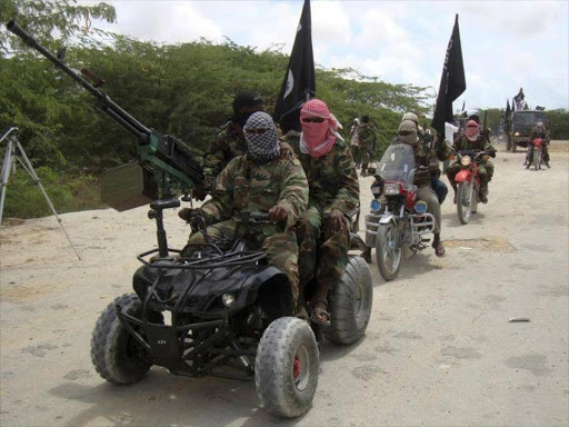 Al Shabaab militants during training at an unidentified location in Somalia