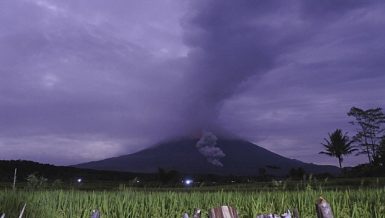 About 550 people fled home as the Semeru volcano on Indonesia's main Java Island released incandescent lava and hot clouds