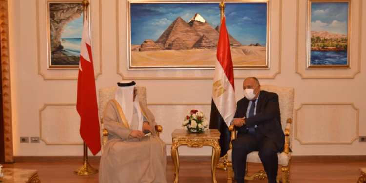 Egypt's Minister of Foreign Affairs Sameh Shoukry during a meeting with his Bahraini counterpart Abdul Latif Al-Zayani in Cairo. Daily News Egypt