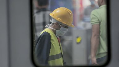 A man seen wearing a face mask in Cairo Metro amid the coronavirus (COVID-19) pandemic in Egypt photo by Mohamed Omar