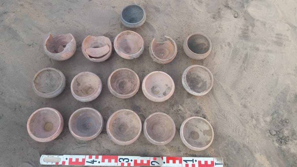 A vessel made of clay and part of a red brick vault dating back to the Coptic era were also found at the site.
