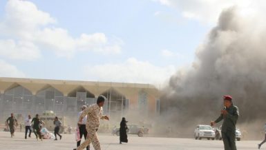 Saudi-led coalition strikes targets at Yemen capital after Aden attack blamed on Houthis
